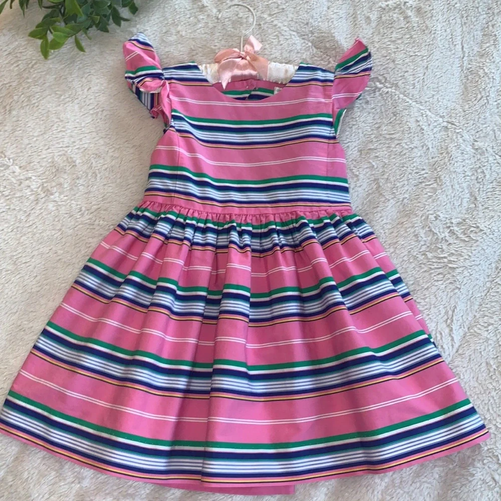 Ralph Lauren Pink Striped Dress 24M 💖EUC Gorgeous